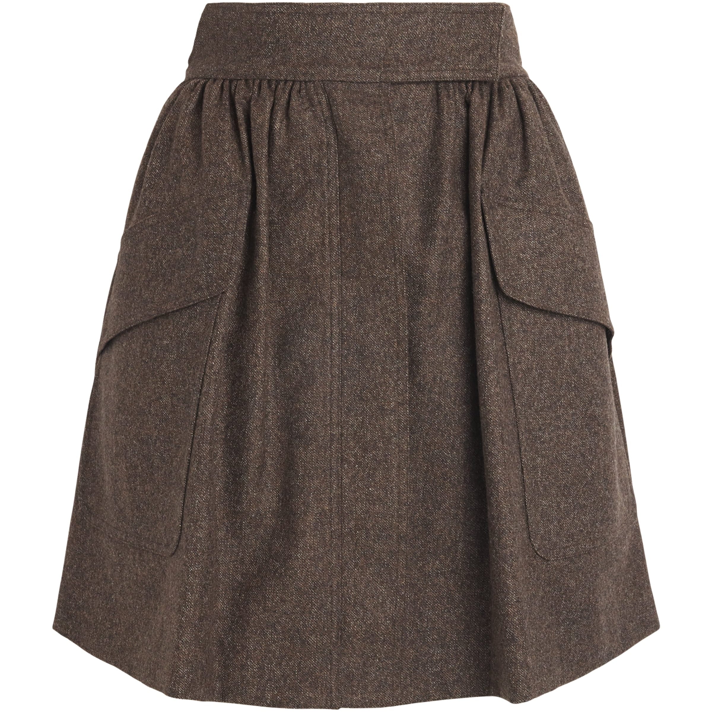 Brown Virgin Wool Mini Skirt