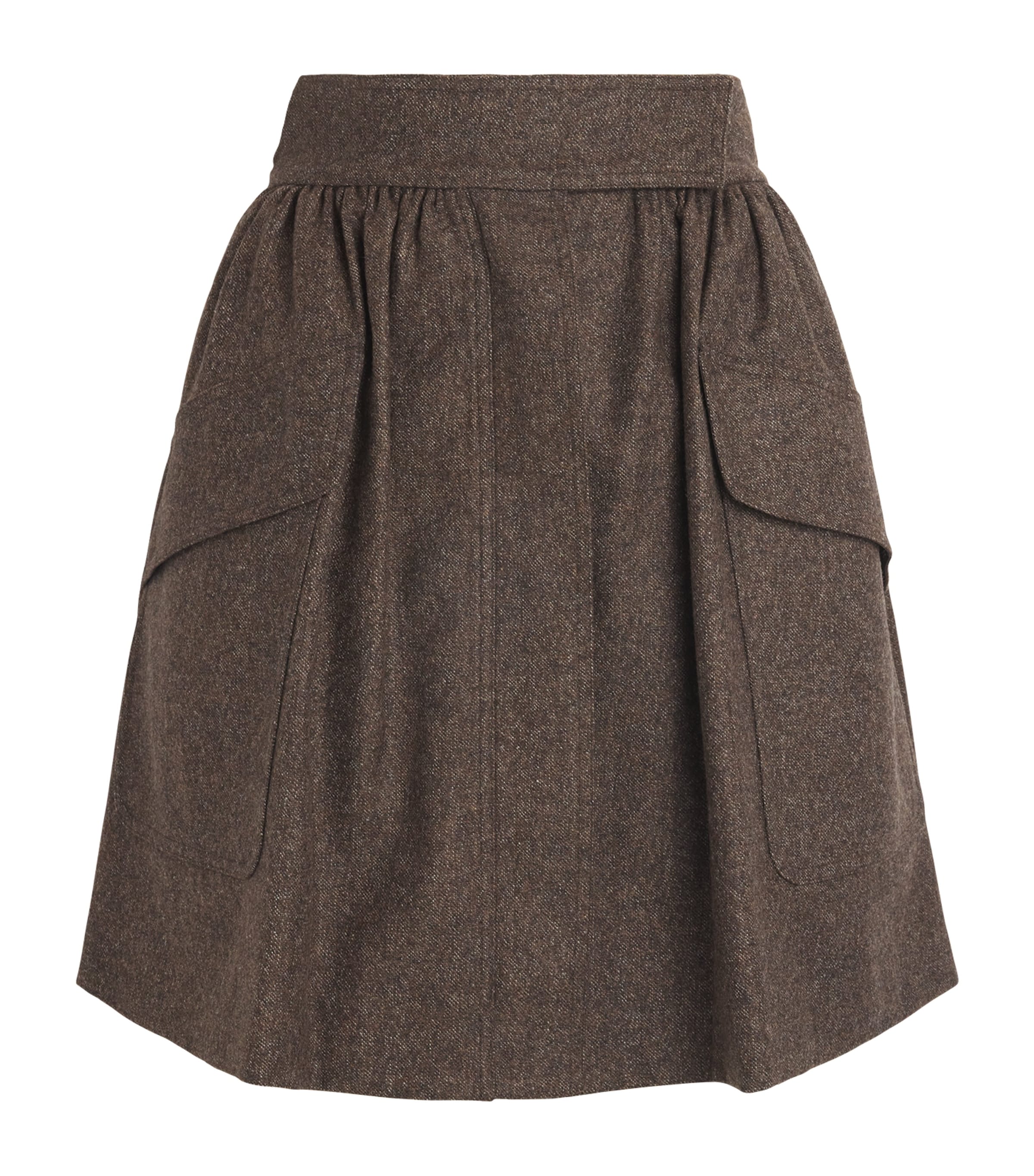 Brown Virgin Wool Mini Skirt