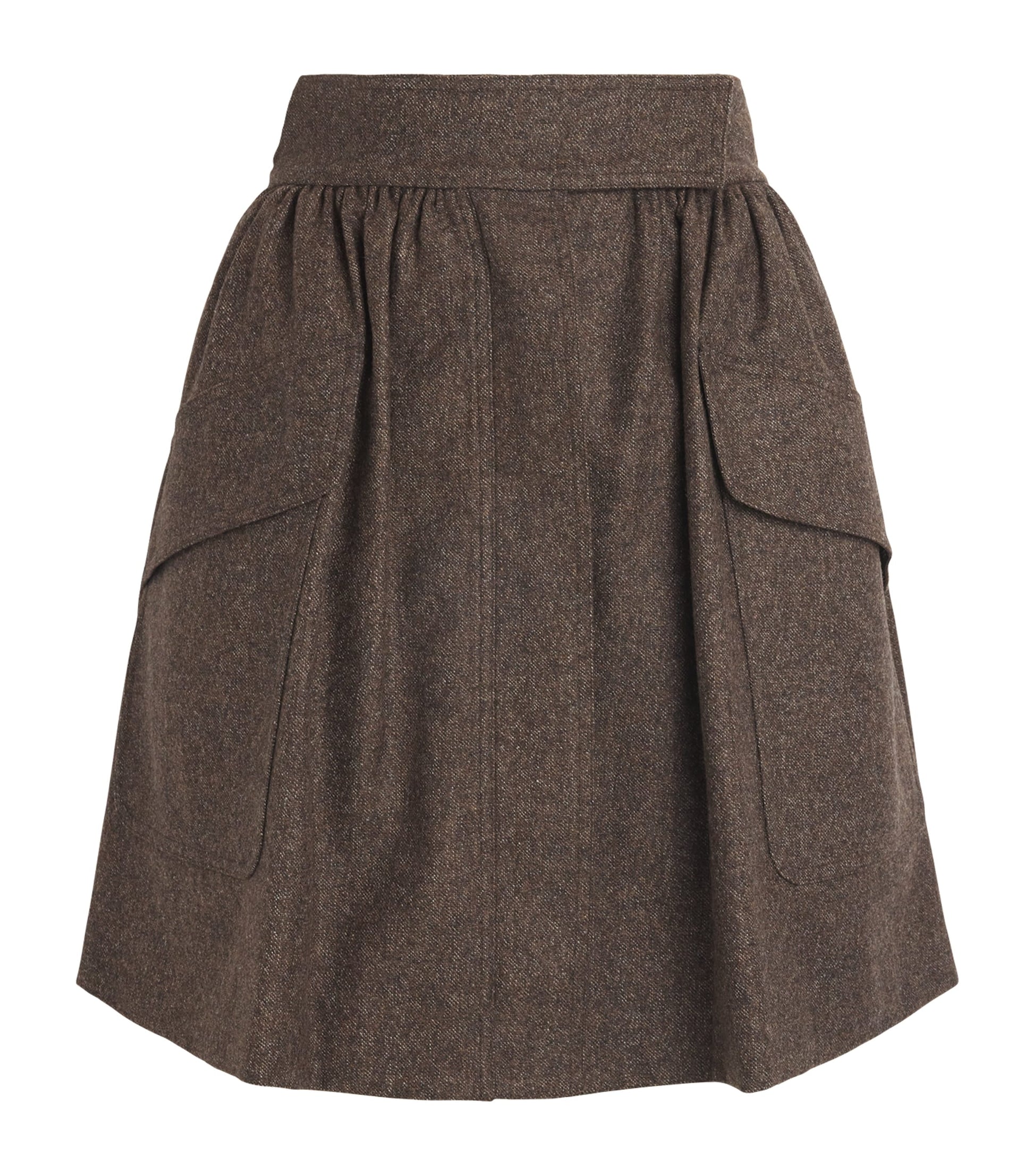Brown Virgin Wool Mini Skirt