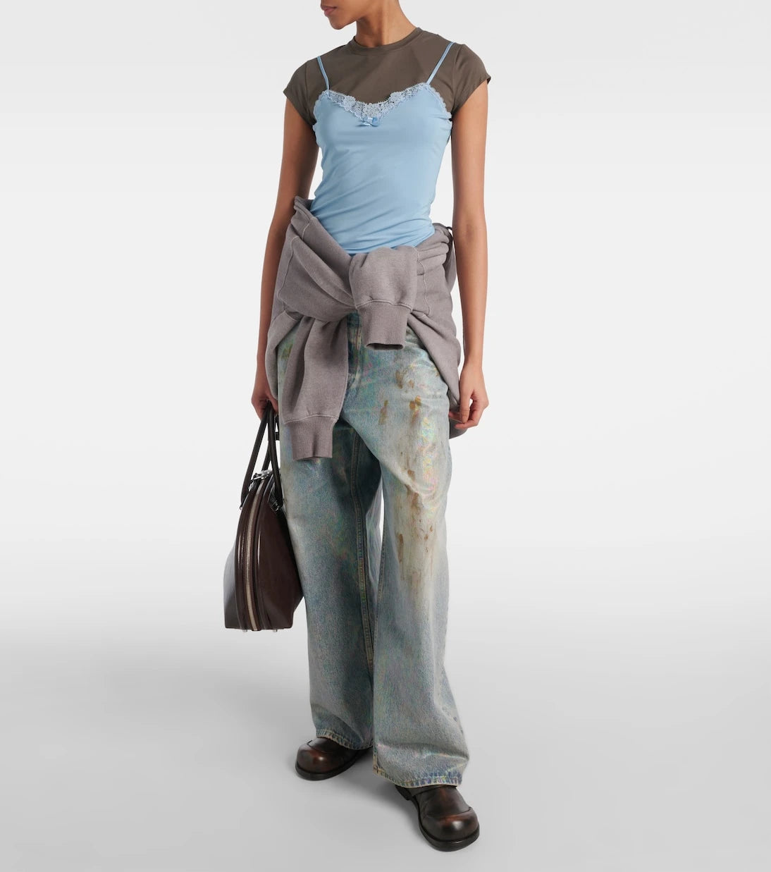 Acne Studios - بلوزة جيرسيه بطبقات
