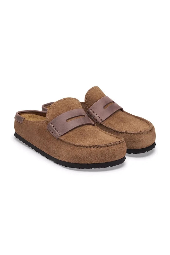 Birkenstock чехли сабо от велур Naples Wrapped double stitch Mixed Leather