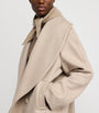 Max Mara Beige Wool Shawl-Collar Oversized Jacket