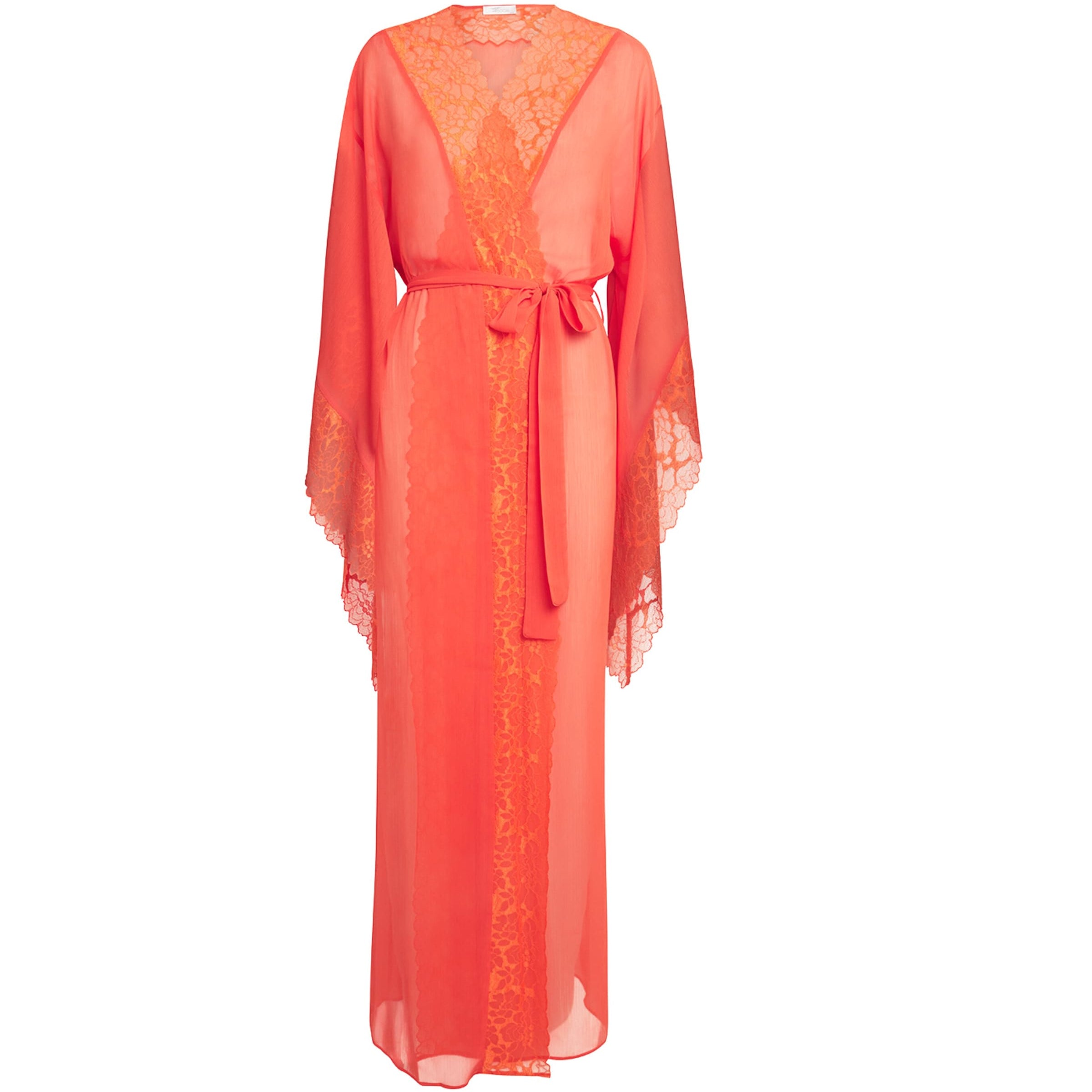 Bocan Orange Silk Chiffon Long Robe