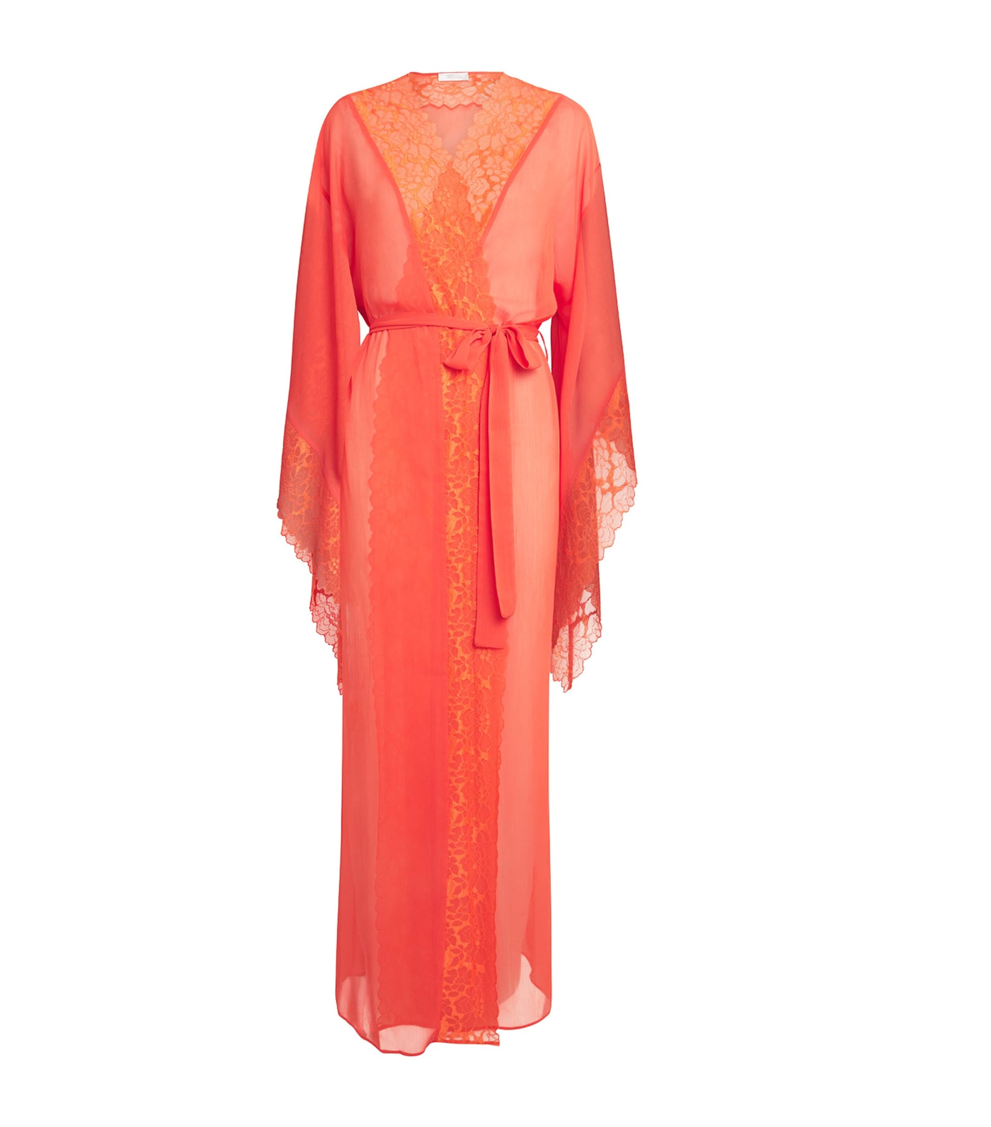 Bocan Orange Silk Chiffon Long Robe