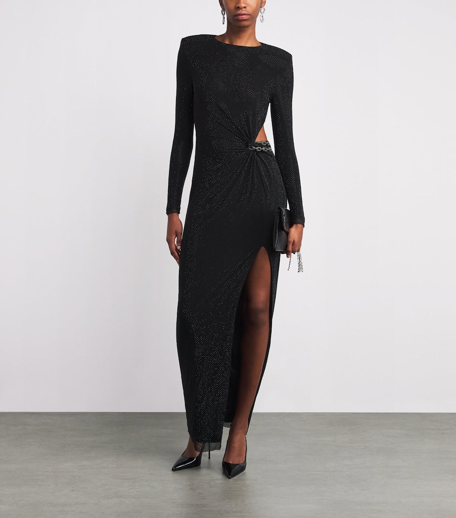 Self-Portrait Black Embellished Cut-Out Maxi Dress