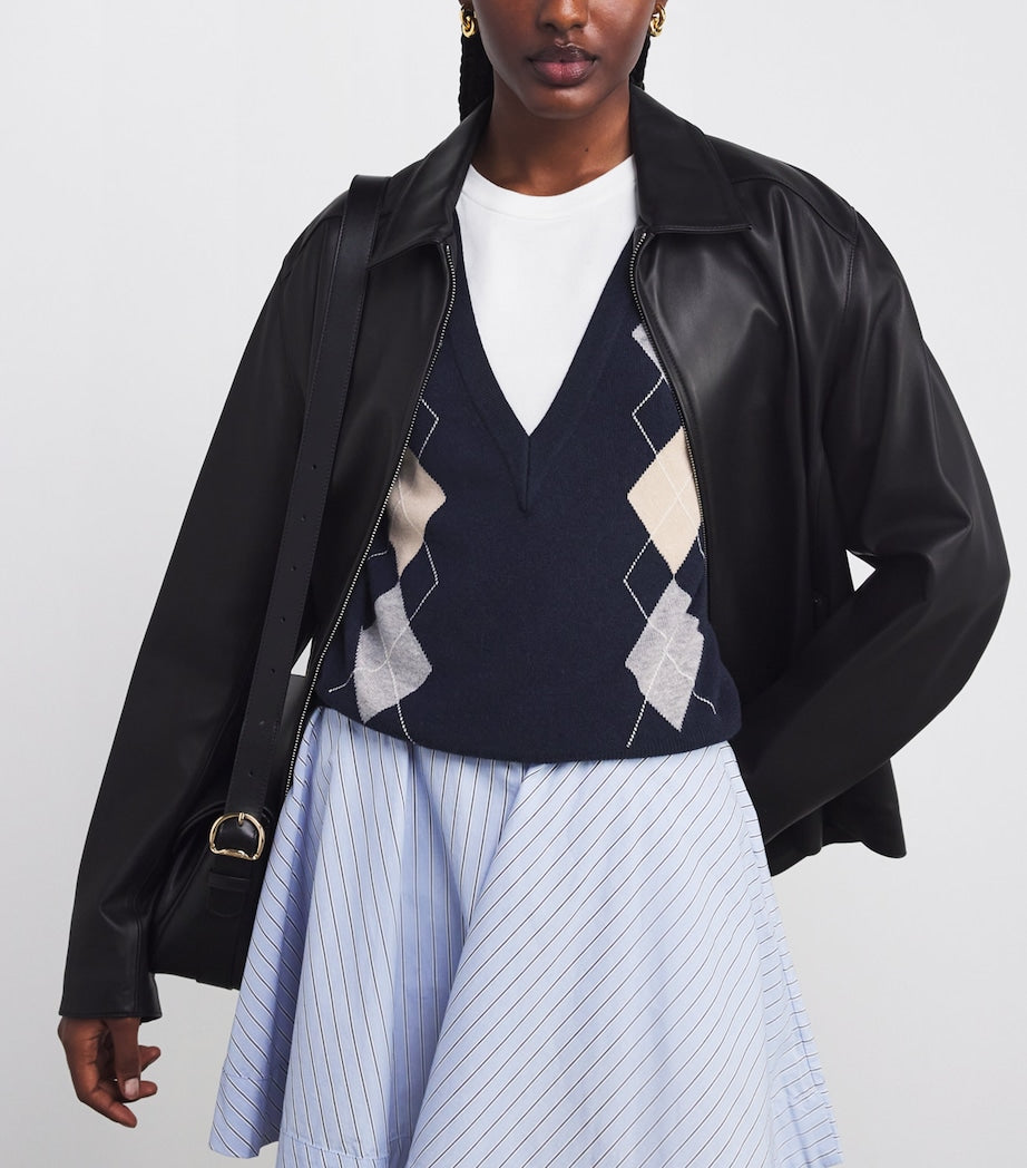 Wool-Cashmere Layered Sweater NAVY BLUE