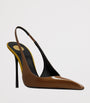 Saint Laurent Brown Patent Leather Amalia Slingback Pumps 110