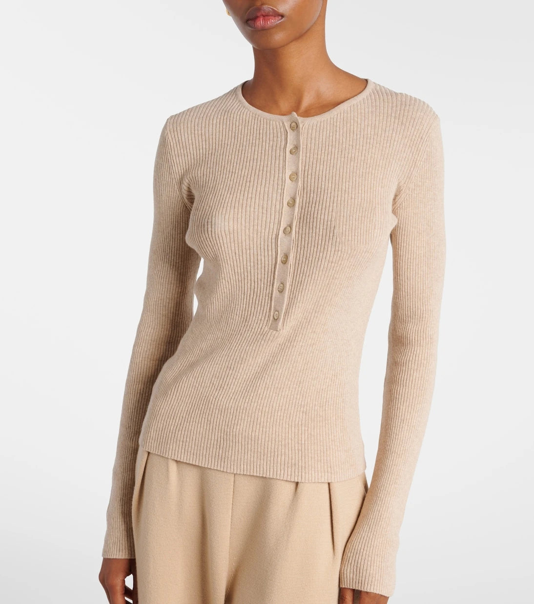Staud - Macaw cotton and cashmere Henley shirt