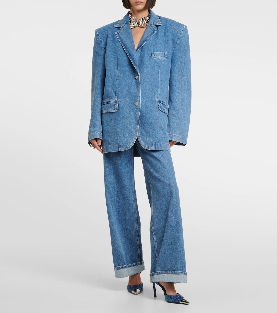 Area - x Sergio Rossi denim topuklu ayakkabı