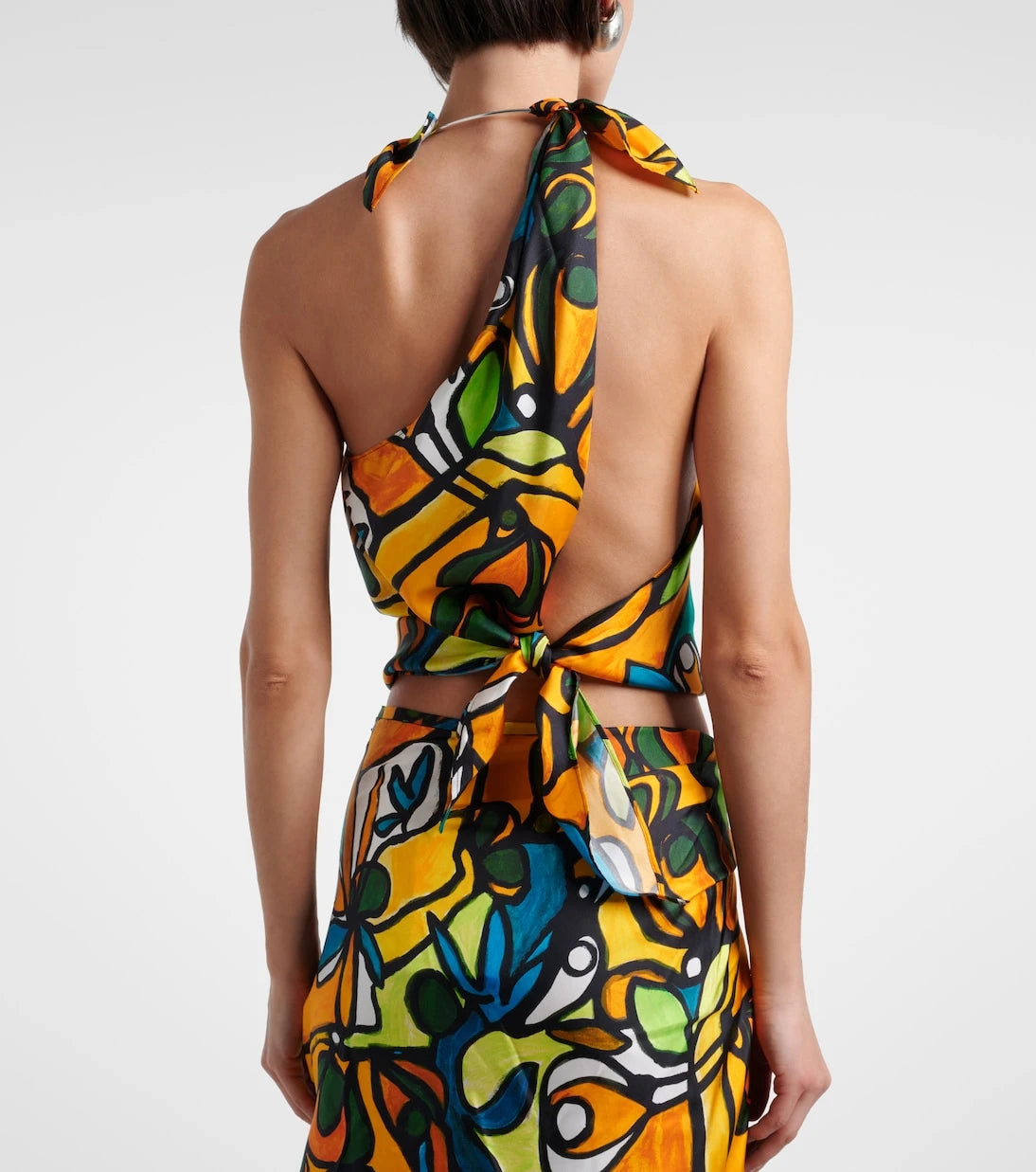 Christopher Esber - Printed draped silk top