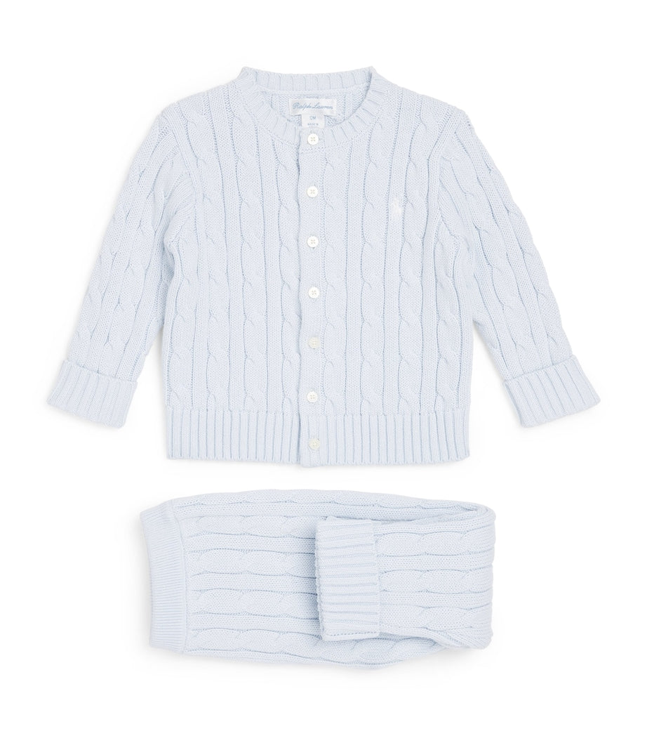 Ralph Lauren Kids Cotton Cable-Knit Cardigan and Leggings Set (3-24 Months)