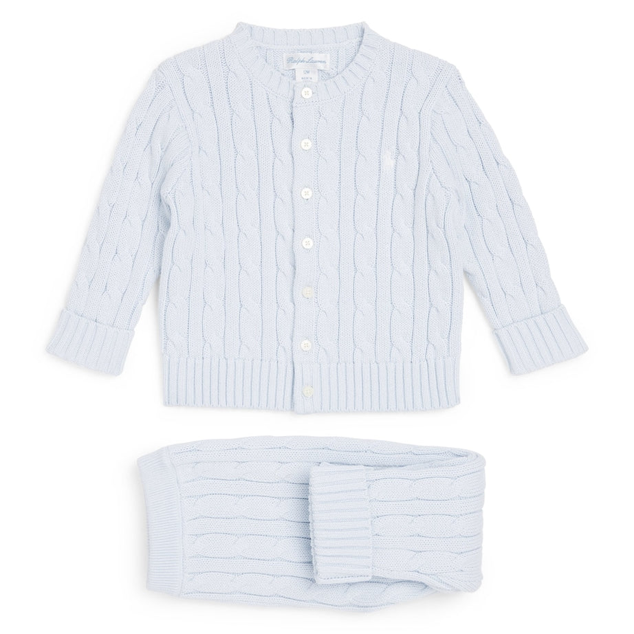 Ralph Lauren Kids Cotton Cable-Knit Cardigan and Leggings Set (3-24 Months)