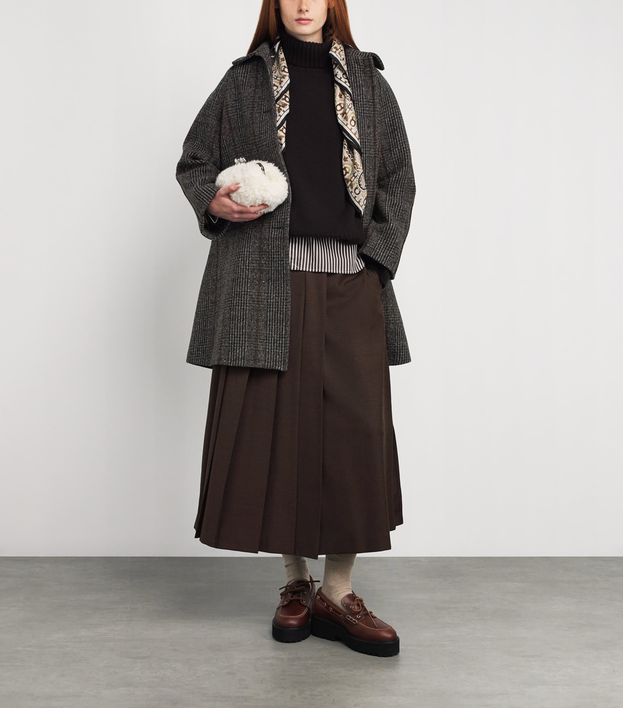 Weekend Max Mara Brown Prince of Wales Check Coat