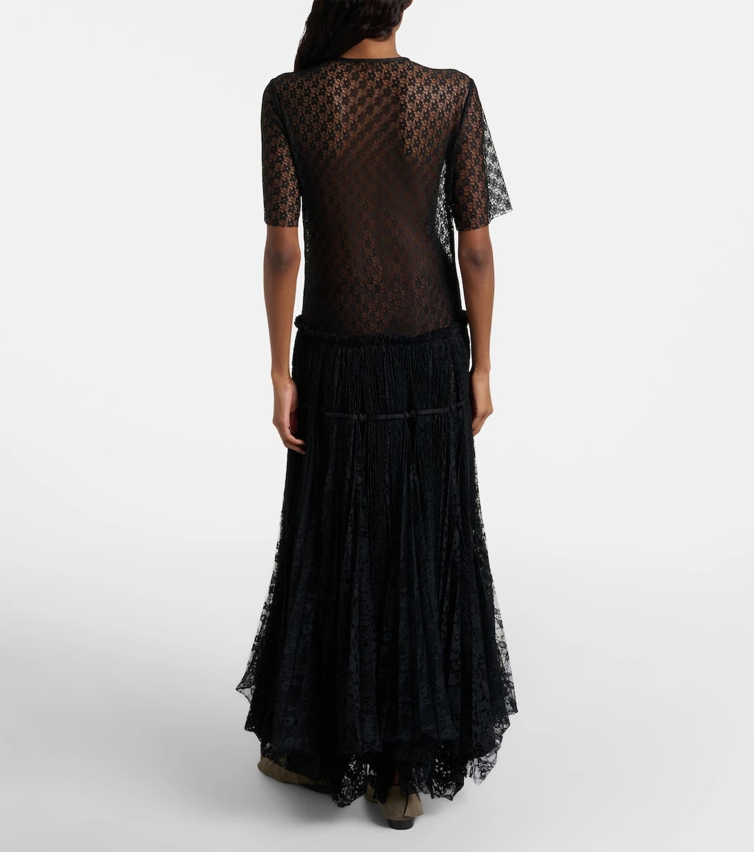 JW Anderson - Sheer pleated lace maxi dress