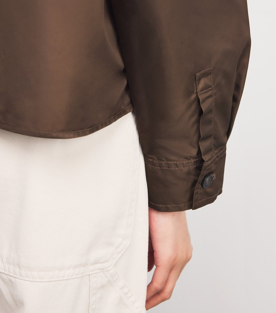 Brown Pocket-Detail Bomber Jacket