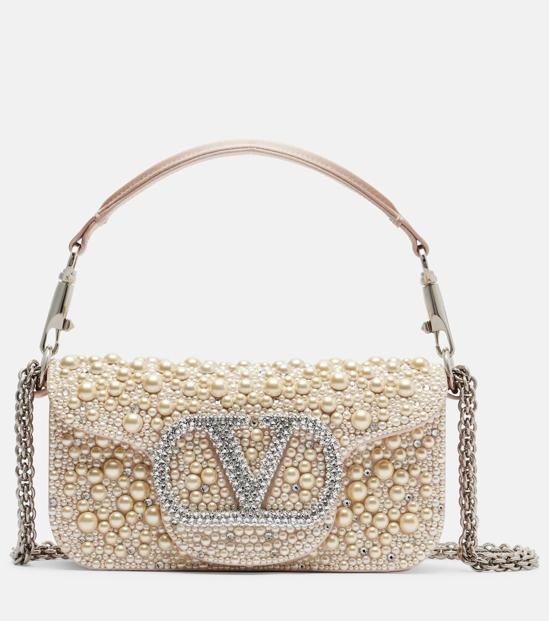 Valentino Garavani - Locò Small embellished satin shoulder bag