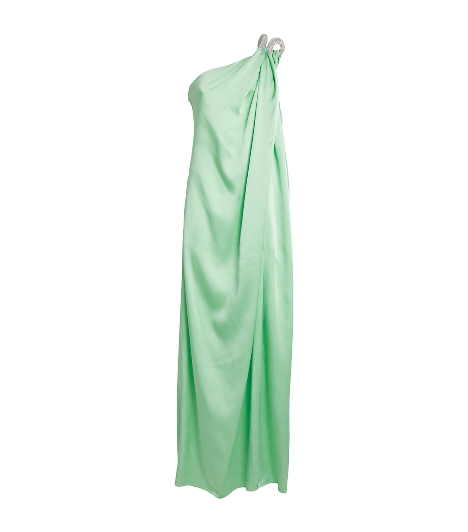 Stella McCartney Green Satin Embellished Chain Gown