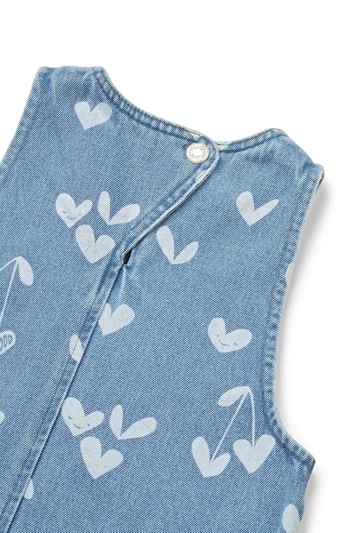 Liewood Angelica Baskılı Denim Fırfırlı Çocuk Elbisesi