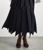 A.W.A.K.E. Mode Navy Ruffled Midi Skirt