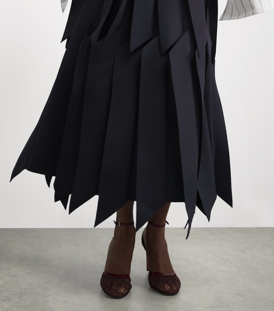 A.W.A.K.E. Mode Navy Ruffled Midi Skirt