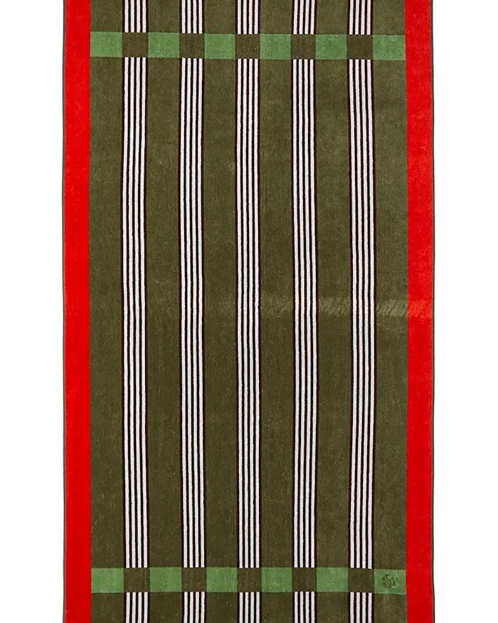 Pamuklu plaj havlusu BOSS VENTO Kaki 90 x 160 cm