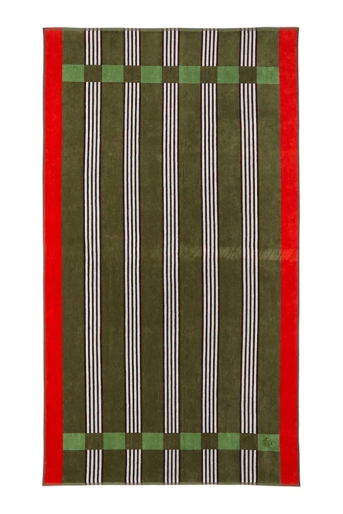 Pamuklu plaj havlusu BOSS VENTO Kaki 90 x 160 cm
