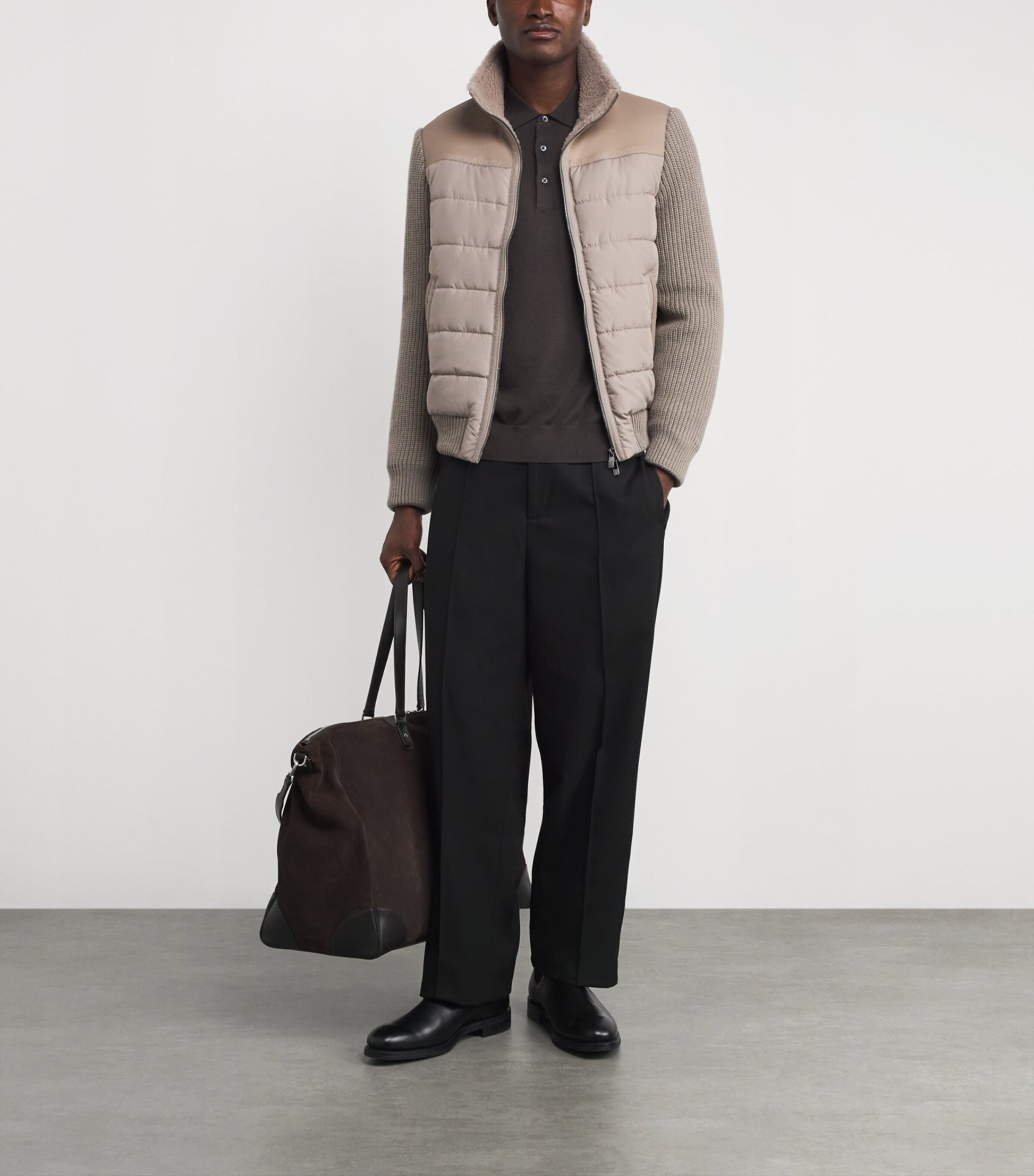 Corneliani Brown Cashmere-Silk Polo Sweater