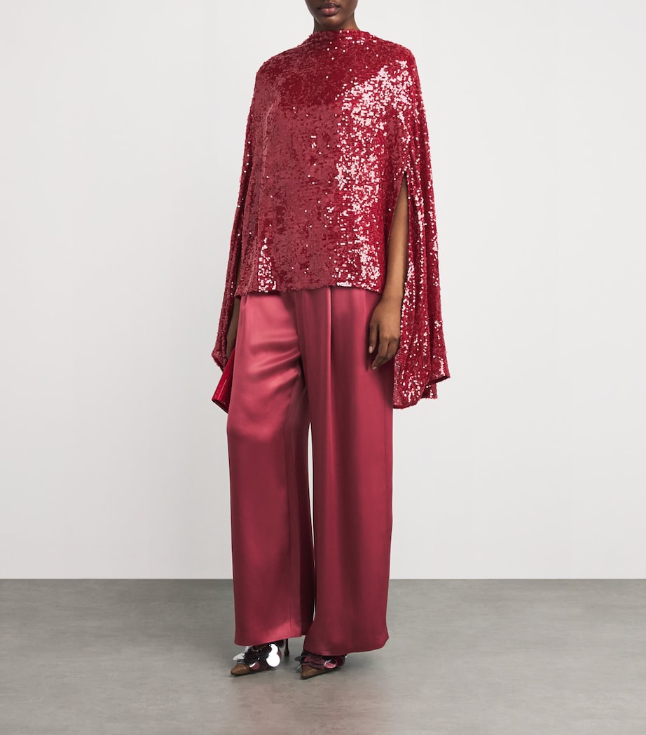 LAPOINTE Pink Oversized Sequin Cape T-Shirt