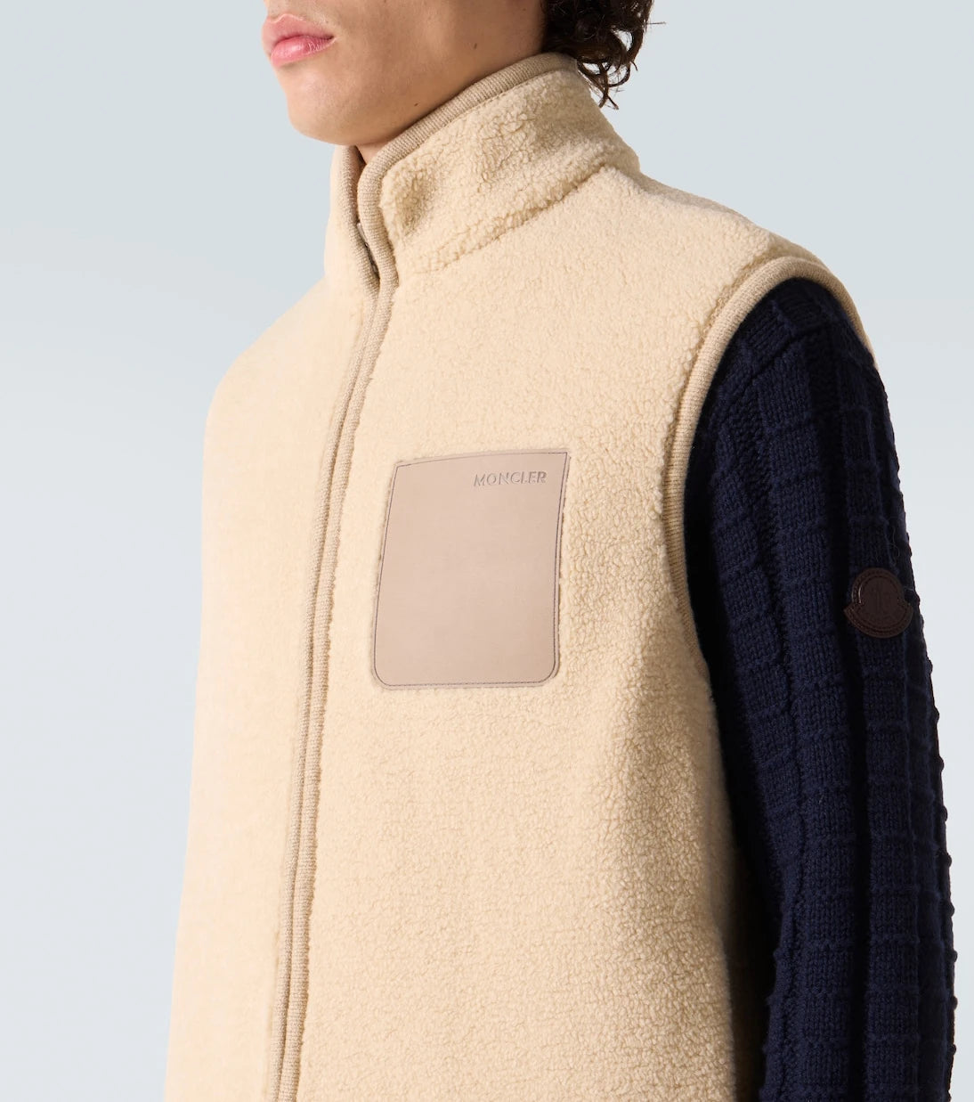 Moncler - Leather-trimmed teddy vest