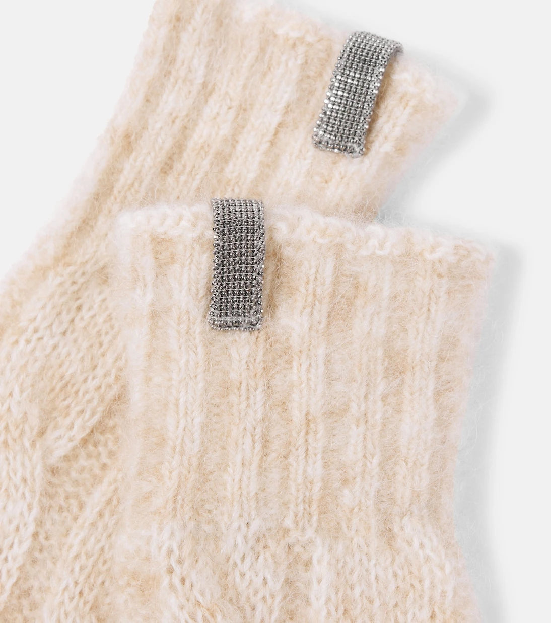 Brunello Cucinelli - Embellished cable-knit wool gloves