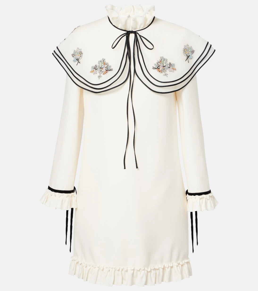 Valentino - Crepe Couture embroidered minidress