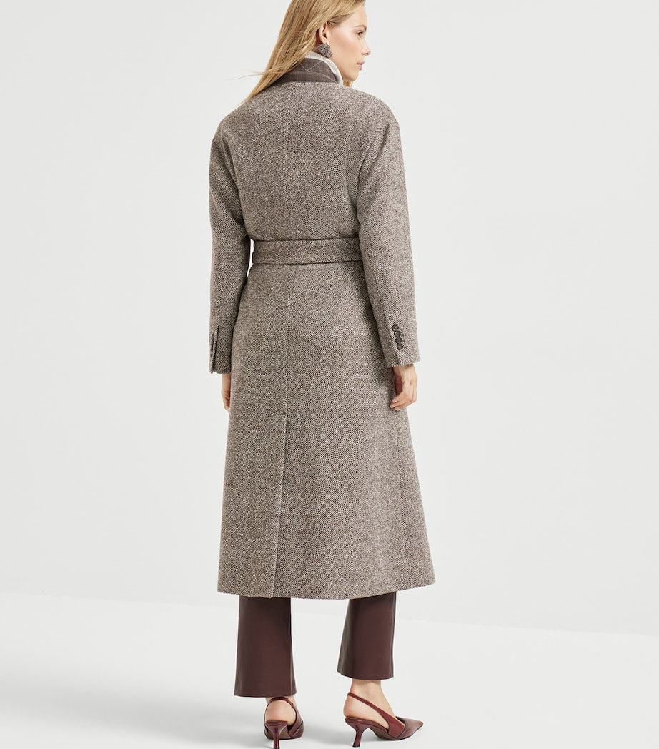 Brunello Cucinelli Brown Virgin Wool-Blend Mélange Coat