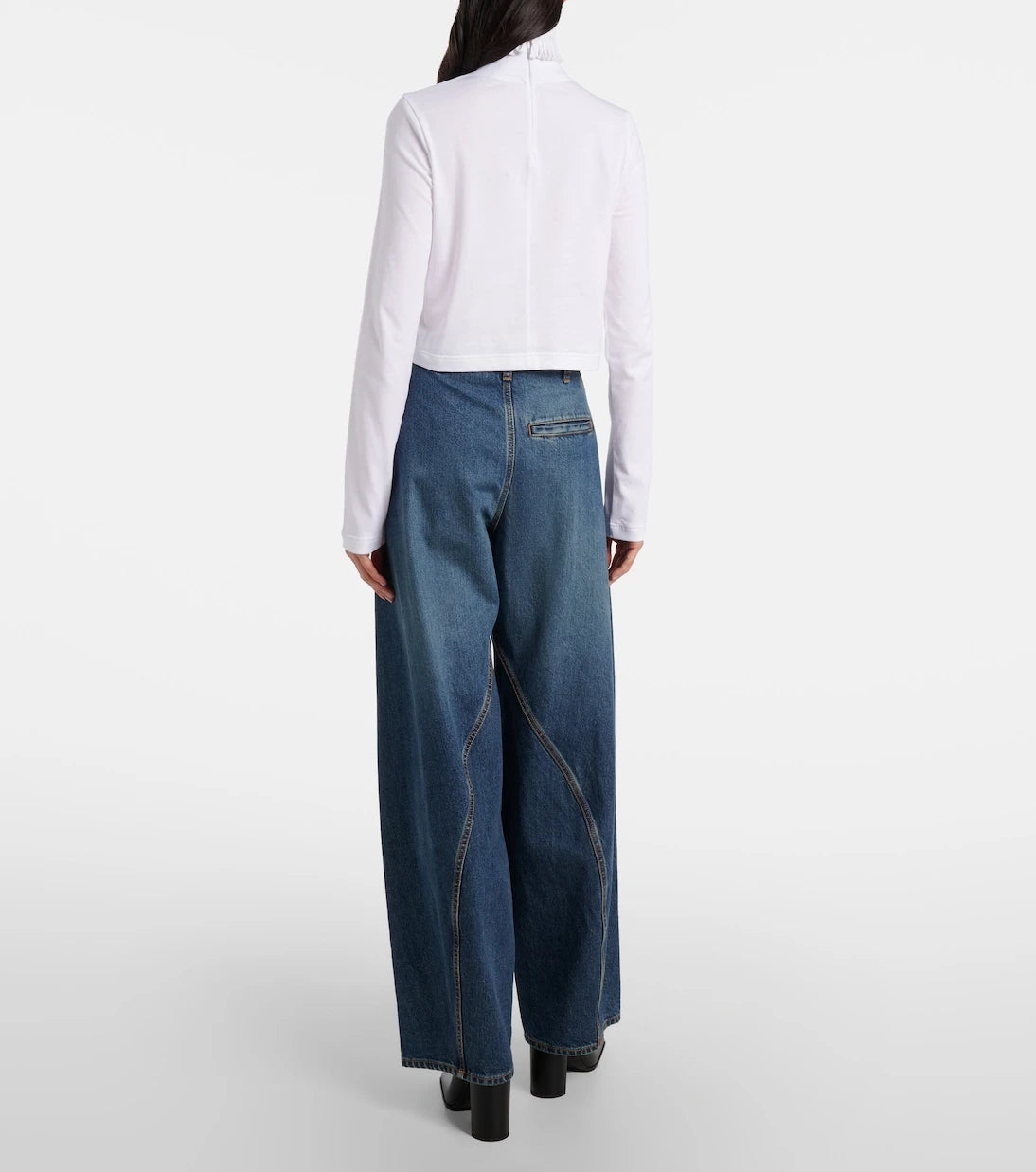 Alaïa - Cropped turtleneck cotton jersey top