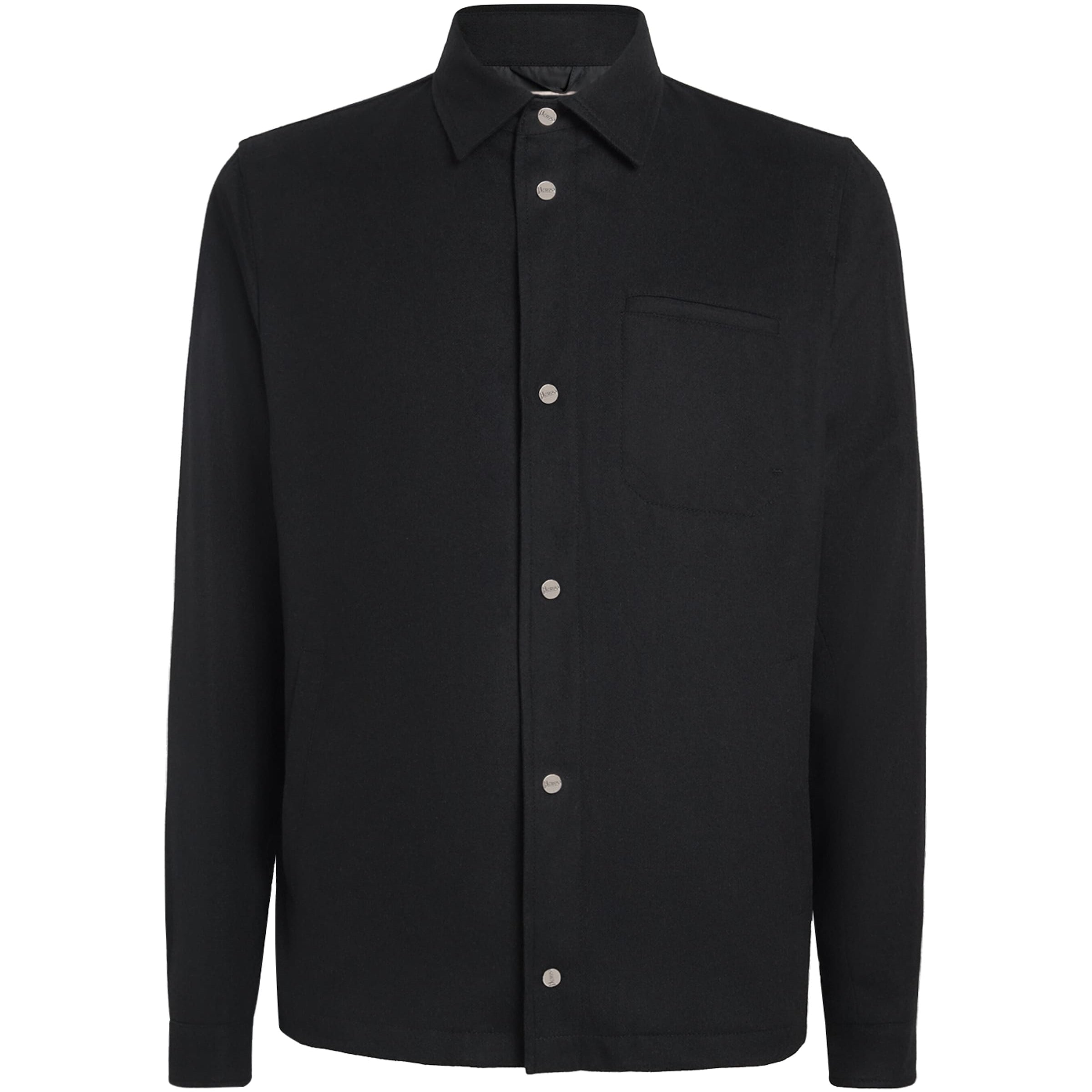 Black Water-Repellent Cashmere-Silk Overshirt