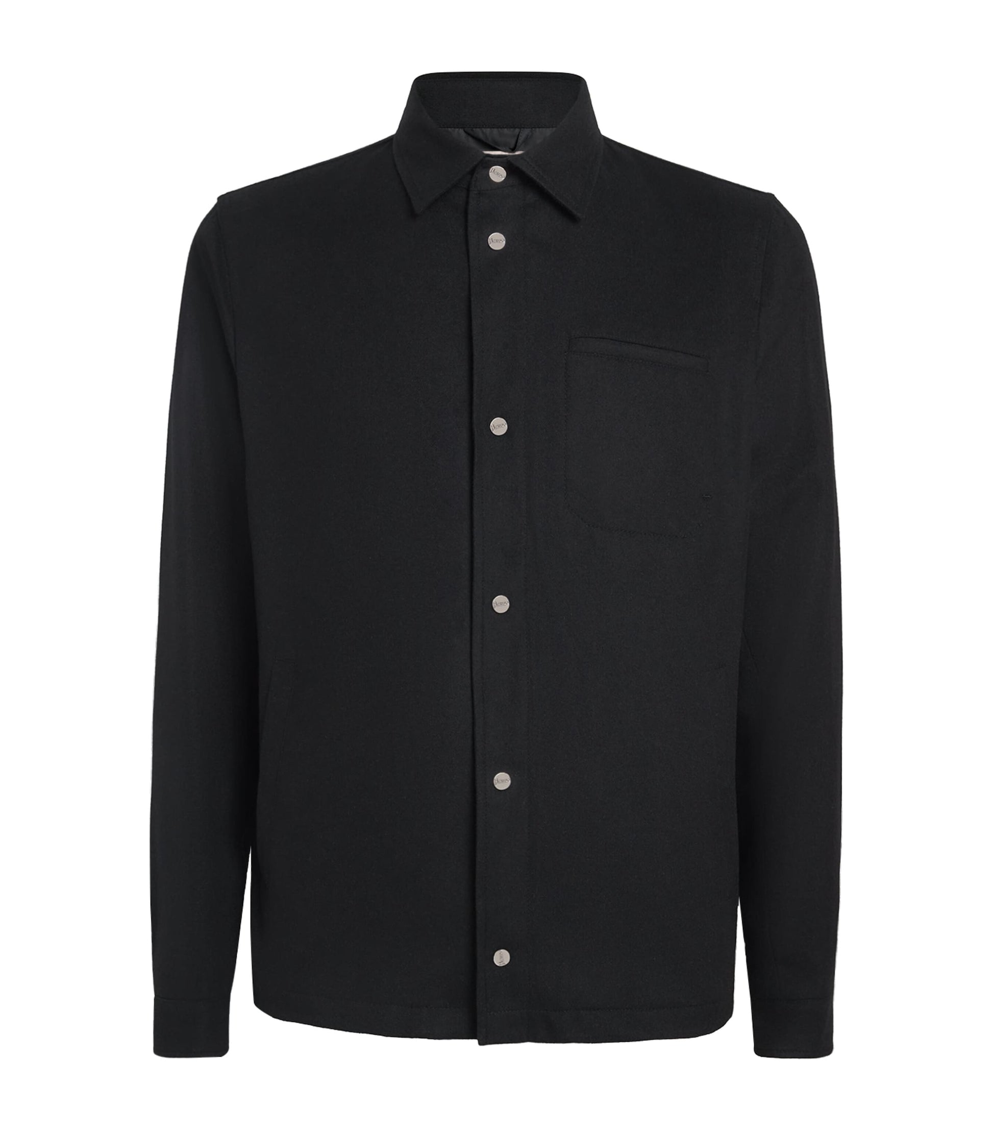 Black Water-Repellent Cashmere-Silk Overshirt