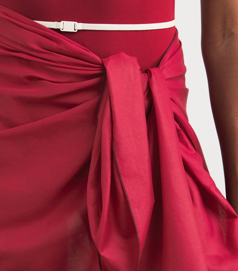 Red Cotton Cabine Sarong
