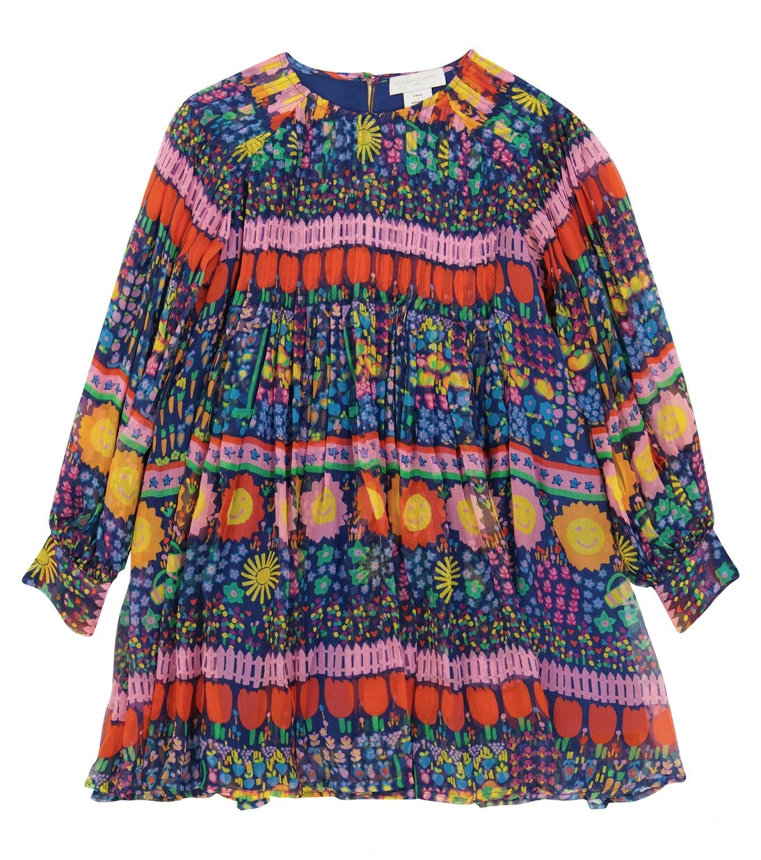 Stella McCartney Kids - فستان من قماش الجورجيت الحريري المطبوع
