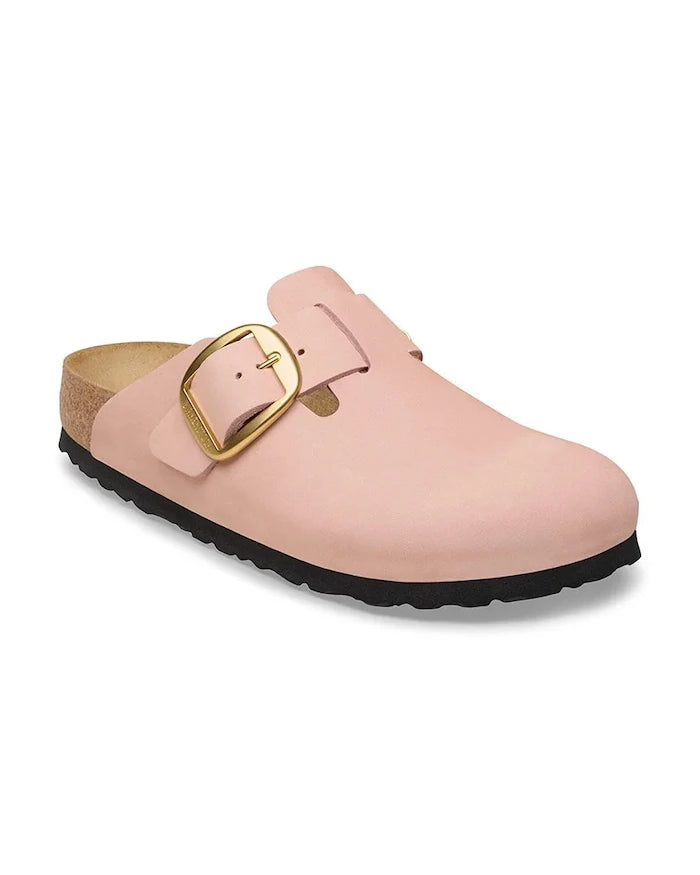Birkenstock чехли сабо дамско от набук Boston Big Buckle