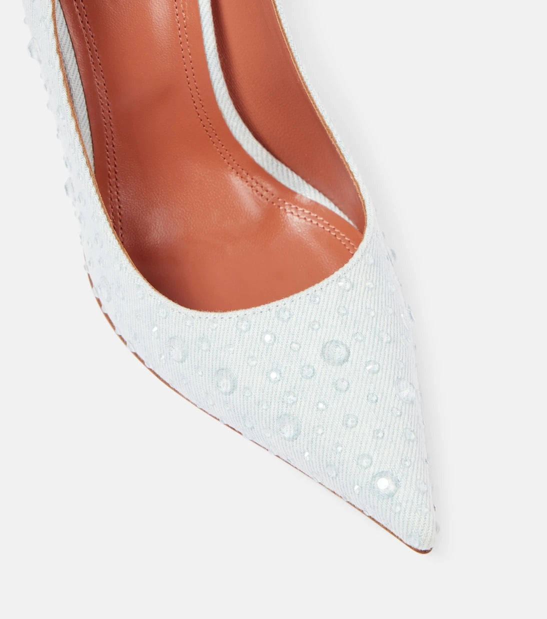 Amina Muaddi - Elsa 105 embellished denim pumps