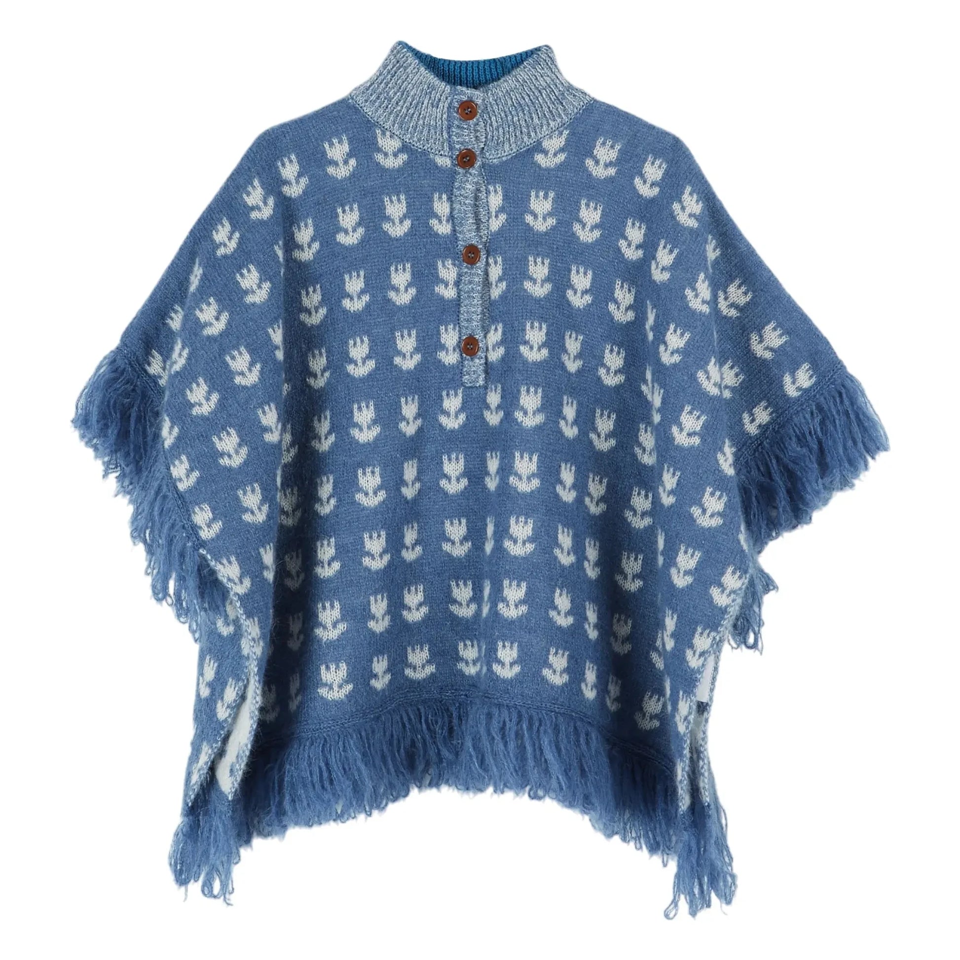 Emile et Ida - Tulip Wool Poncho | Blue