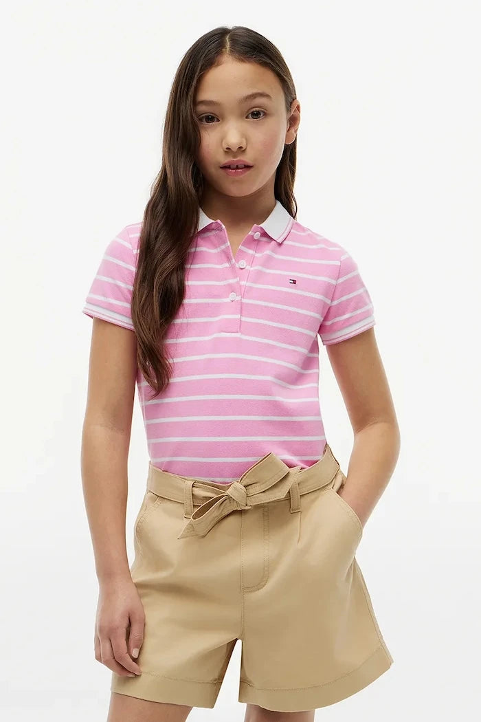 Tommy Hilfiger çocuk pamuklu yakalı tişört