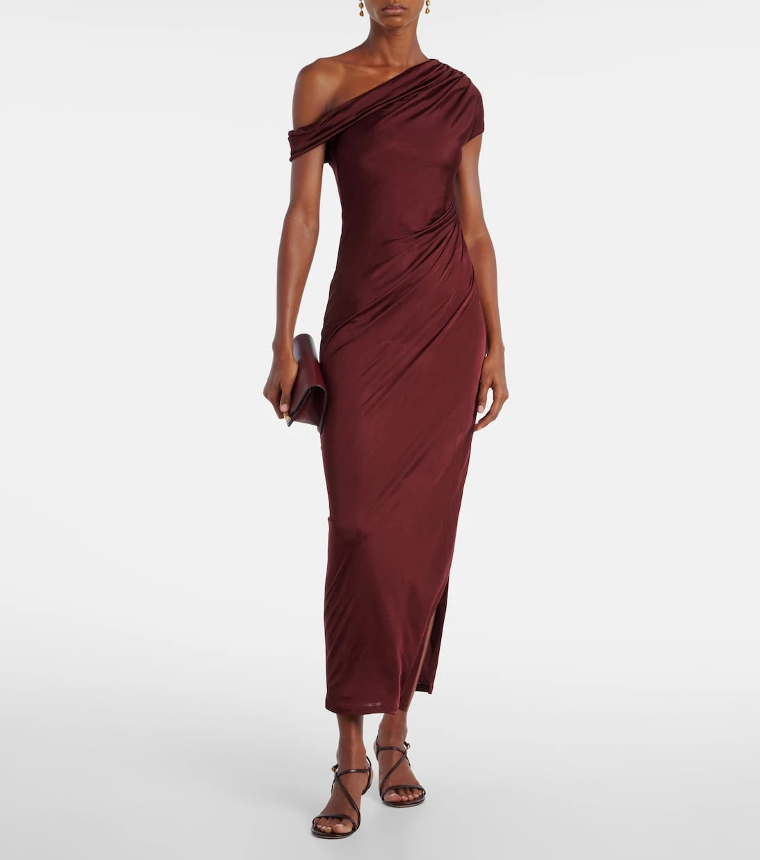 Galvan - Asymmetric draped jersey maxi dress