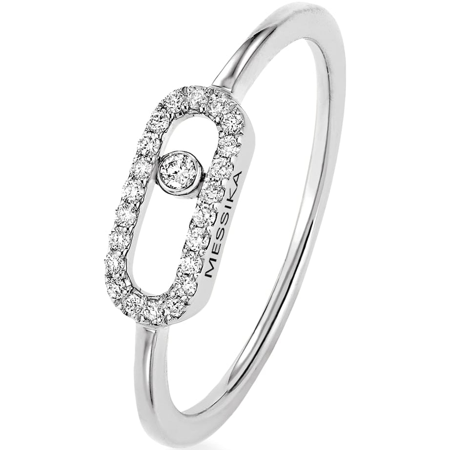 White Gold and Diamond Move Uno Ring