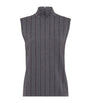 Brunello Cucinelli Grey Cotton Sequin-Stripe Sleeveless Top