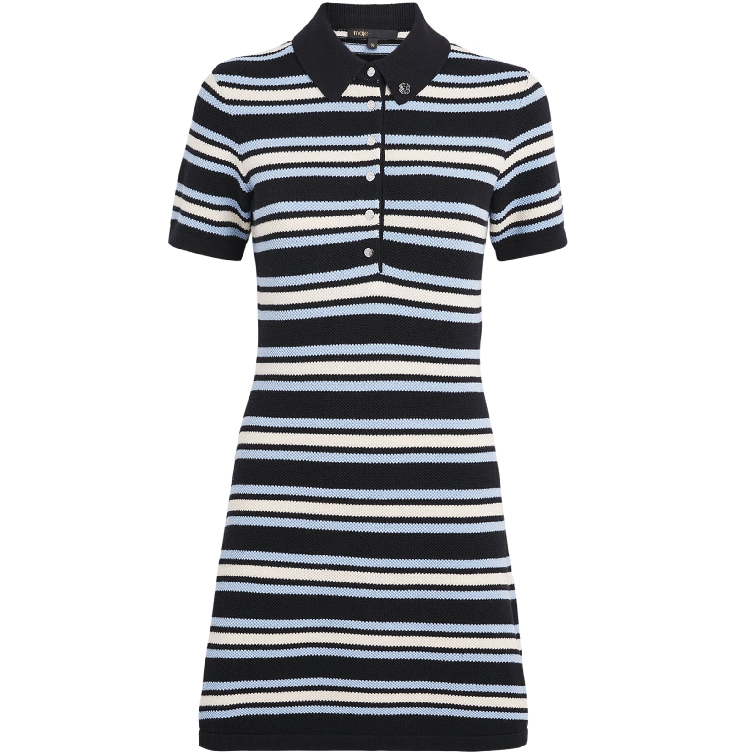 Maje Multi Striped Polo Mini Dress