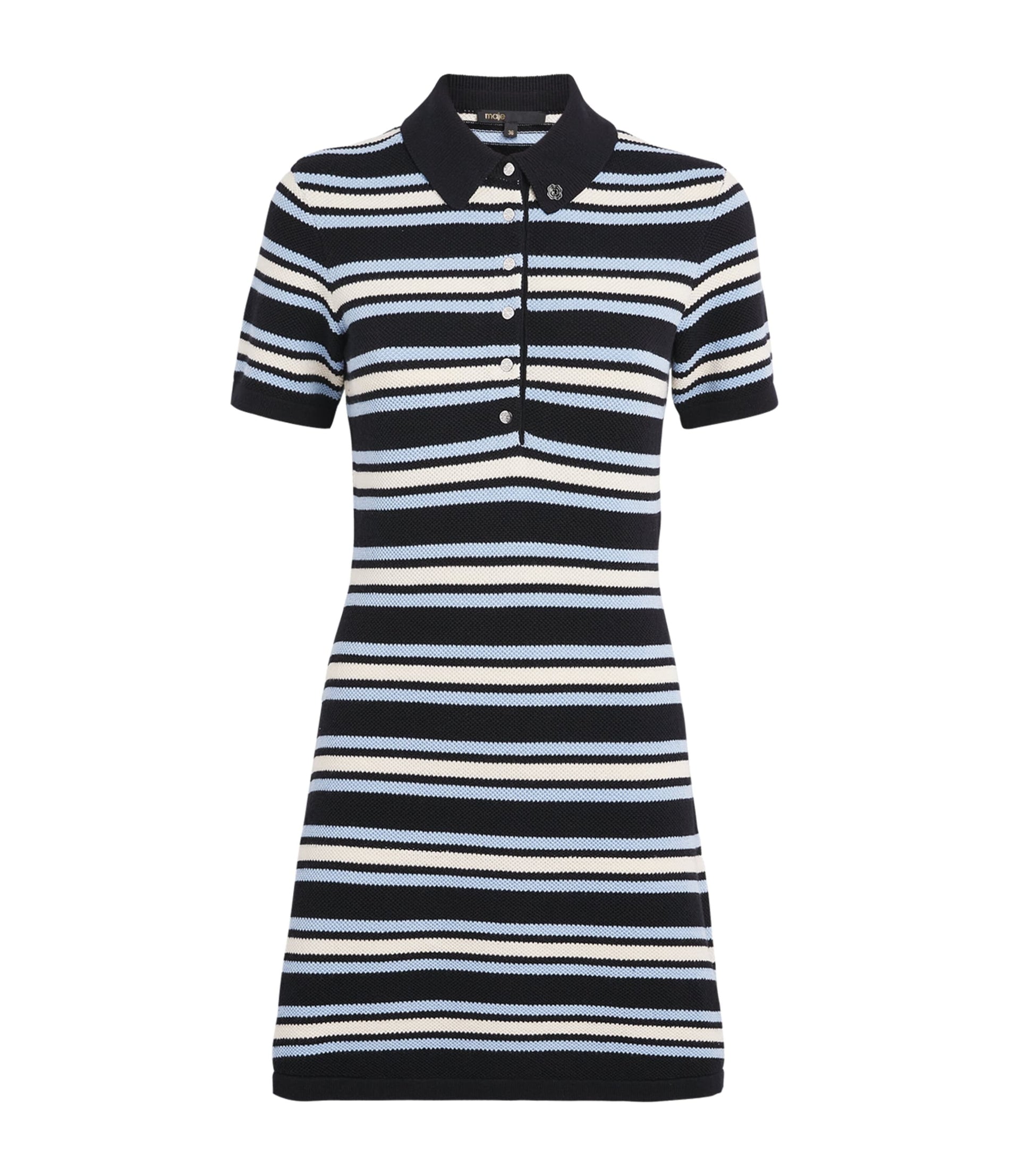 Maje Multi Striped Polo Mini Dress