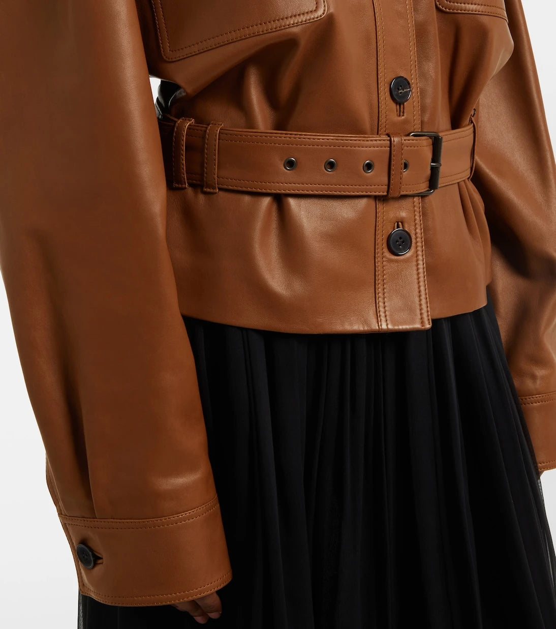 Saint Laurent - Saharienne cropped leather jacket
