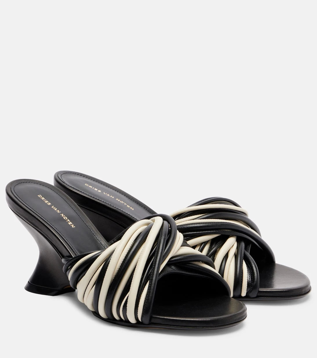Dries Van Noten - 75 leather wedge mules