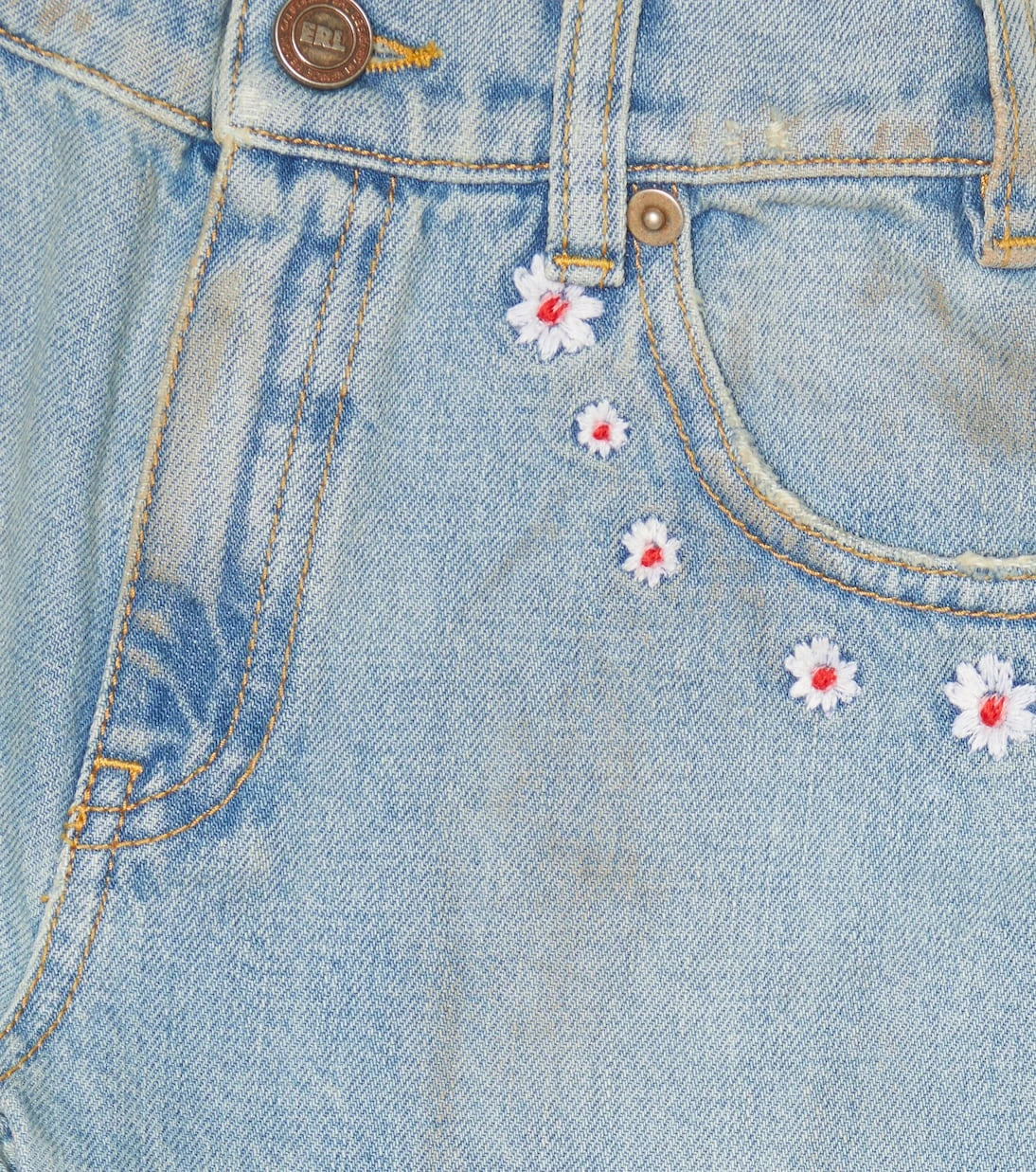 ERL Kids - Floral embroidered straight jeans
