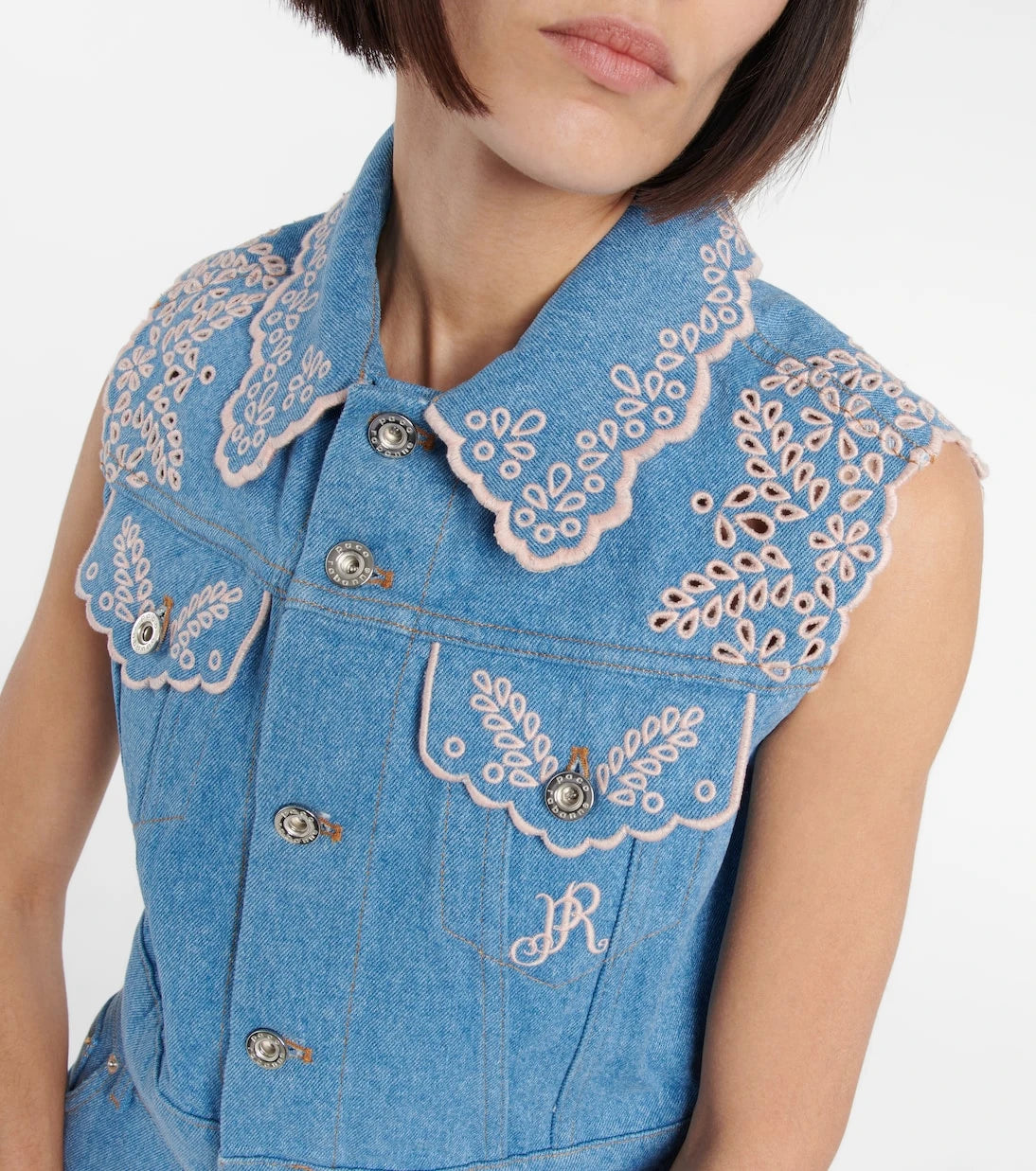 Rabanne - Embroidered denim vest